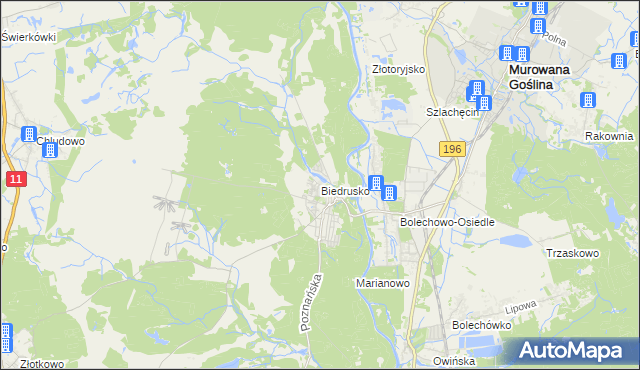 mapa Biedrusko, Biedrusko na mapie Targeo