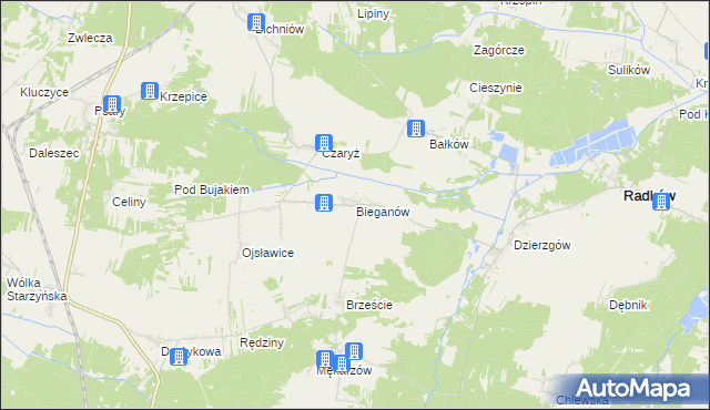 mapa Bieganów gmina Radków, Bieganów gmina Radków na mapie Targeo