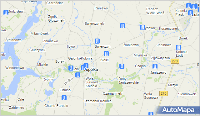 mapa Bielki, Bielki na mapie Targeo