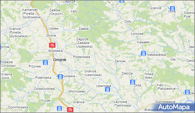 mapa Biesiadki gmina Gnojnik, Biesiadki gmina Gnojnik na mapie Targeo