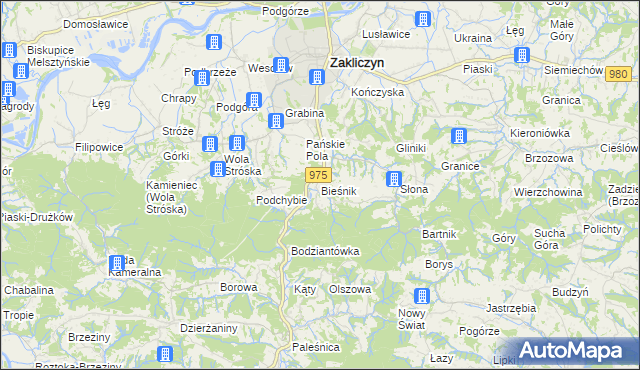 mapa Bieśnik gmina Zakliczyn, Bieśnik gmina Zakliczyn na mapie Targeo