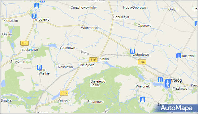 mapa Binino, Binino na mapie Targeo