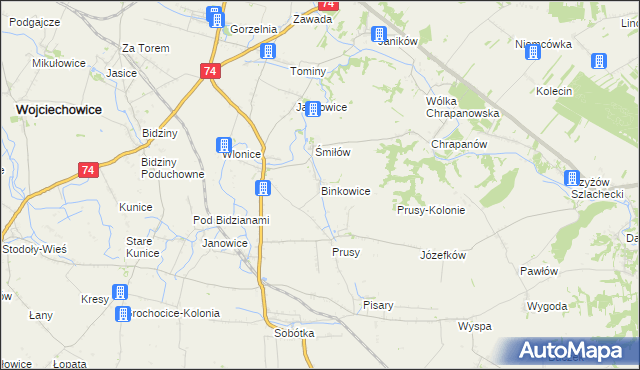 mapa Binkowice, Binkowice na mapie Targeo