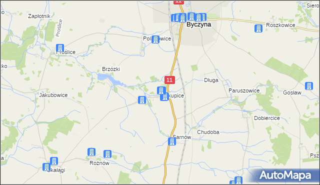 mapa Biskupice gmina Byczyna, Biskupice gmina Byczyna na mapie Targeo