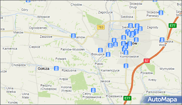 mapa Biskupice gmina Miechów, Biskupice gmina Miechów na mapie Targeo