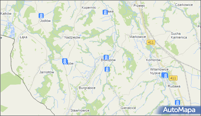 mapa Biskupów, Biskupów na mapie Targeo