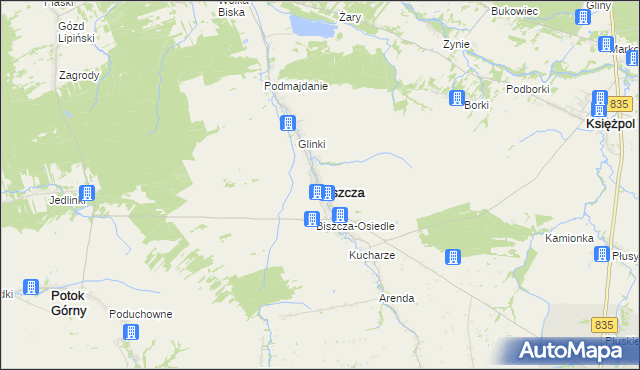 mapa Biszcza, Biszcza na mapie Targeo
