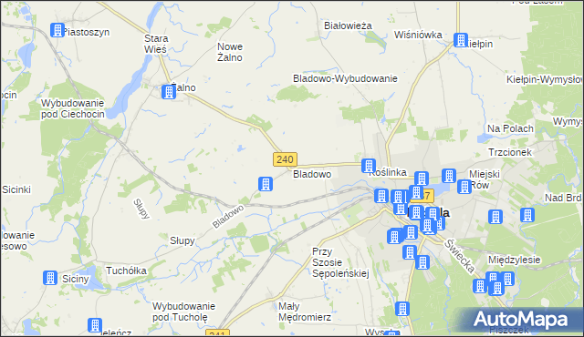 mapa Bladowo gmina Tuchola, Bladowo gmina Tuchola na mapie Targeo