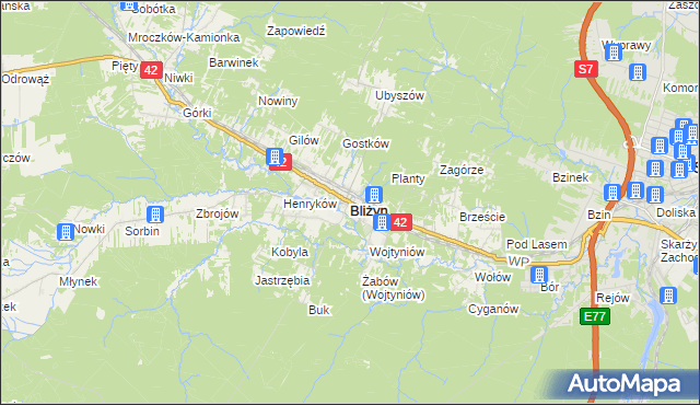 mapa Bliżyn, Bliżyn na mapie Targeo