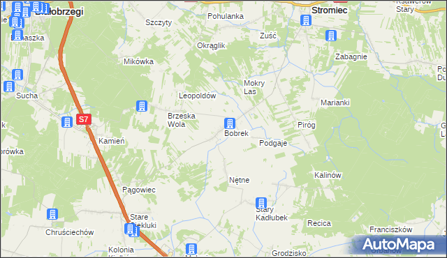 mapa Bobrek gmina Stromiec, Bobrek gmina Stromiec na mapie Targeo