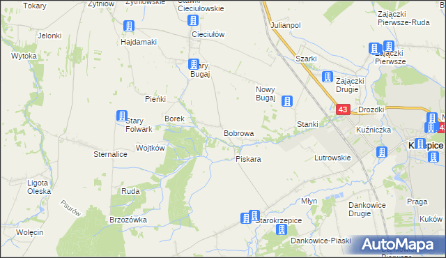 mapa Bobrowa gmina Rudniki, Bobrowa gmina Rudniki na mapie Targeo