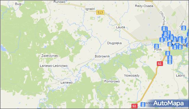 mapa Bobrownik, Bobrownik na mapie Targeo