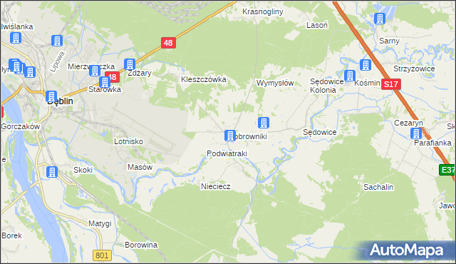 mapa Bobrowniki gmina Ryki, Bobrowniki gmina Ryki na mapie Targeo