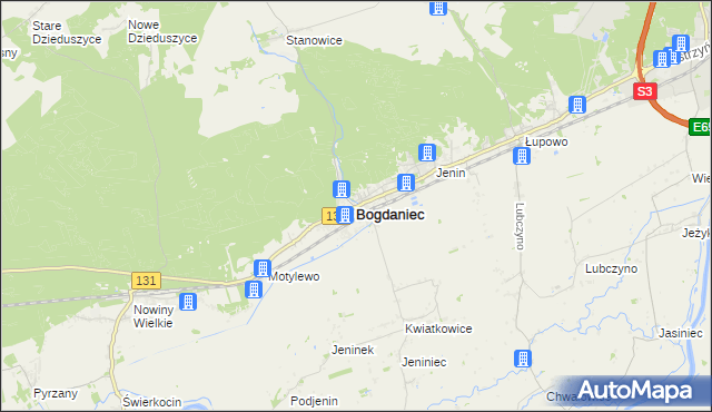 mapa Bogdaniec powiat gorzowski, Bogdaniec powiat gorzowski na mapie Targeo