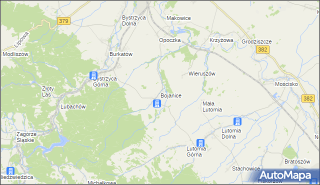 mapa Bojanice gmina Świdnica, Bojanice gmina Świdnica na mapie Targeo