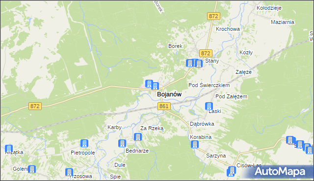 mapa Bojanów powiat stalowowolski, Bojanów powiat stalowowolski na mapie Targeo