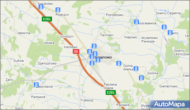 mapa Bojanowo powiat rawicki, Bojanowo powiat rawicki na mapie Targeo