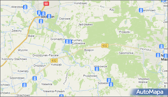 mapa Bolęcin gmina Sochocin, Bolęcin gmina Sochocin na mapie Targeo