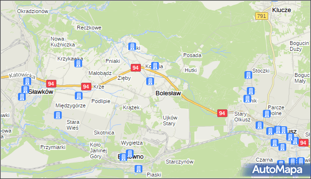 mapa Bolesław powiat olkuski, Bolesław powiat olkuski na mapie Targeo