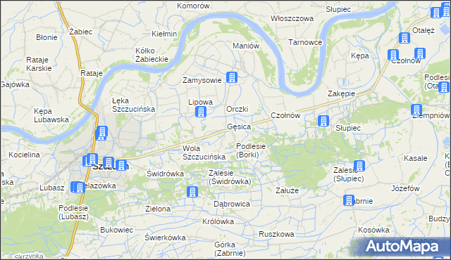 mapa Borki gmina Szczucin, Borki gmina Szczucin na mapie Targeo