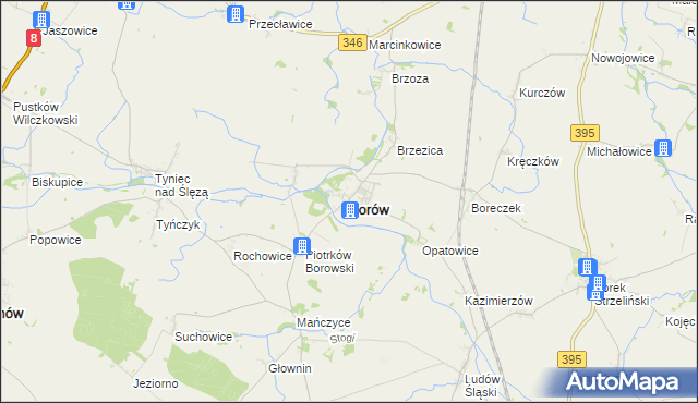 mapa Borów powiat strzeliński, Borów powiat strzeliński na mapie Targeo