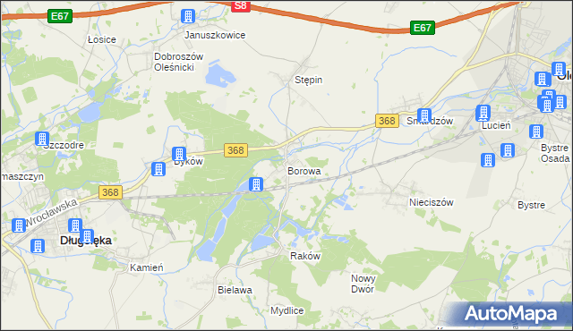 mapa Borowa gmina Długołęka, Borowa gmina Długołęka na mapie Targeo