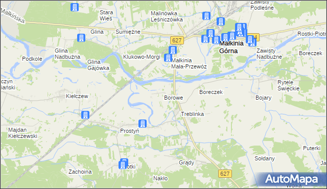 mapa Borowe gmina Małkinia Górna, Borowe gmina Małkinia Górna na mapie Targeo