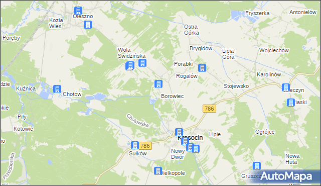 mapa Borowiec gmina Krasocin, Borowiec gmina Krasocin na mapie Targeo