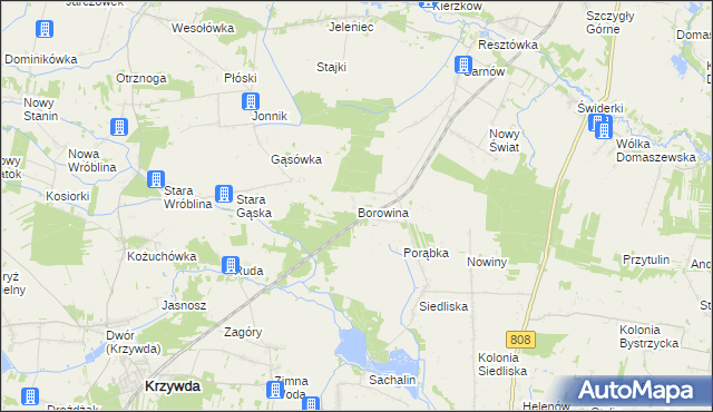 mapa Borowina gmina Stanin, Borowina gmina Stanin na mapie Targeo