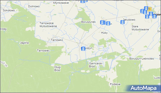 mapa Boruszyn gmina Połajewo, Boruszyn gmina Połajewo na mapie Targeo