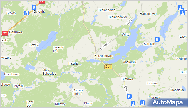 mapa Borzechowo, Borzechowo na mapie Targeo