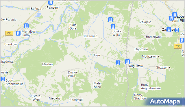 mapa Boże gmina Stromiec, Boże gmina Stromiec na mapie Targeo