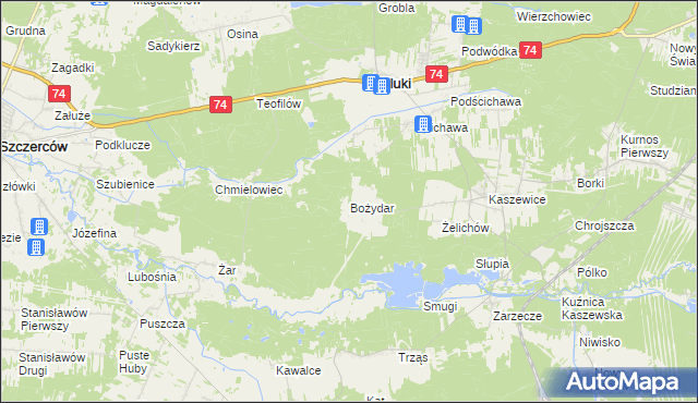 mapa Bożydar gmina Kluki, Bożydar gmina Kluki na mapie Targeo