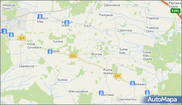 mapa Bronów gmina Góra, Bronów gmina Góra na mapie Targeo