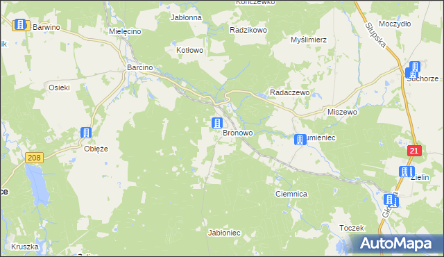 mapa Bronowo gmina Kępice, Bronowo gmina Kępice na mapie Targeo