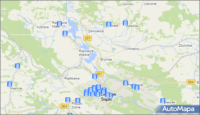 mapa Brunów gmina Lwówek Śląski, Brunów gmina Lwówek Śląski na mapie Targeo