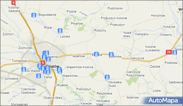 mapa Brzezie gmina Opatów, Brzezie gmina Opatów na mapie Targeo