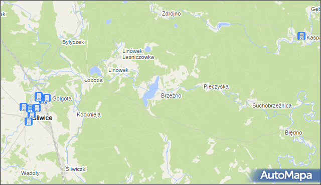 mapa Brzeźno gmina Śliwice, Brzeźno gmina Śliwice na mapie Targeo