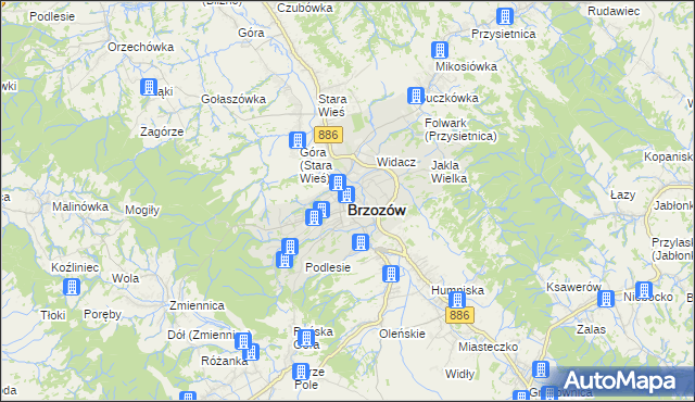 mapa Brzozów, Brzozów na mapie Targeo