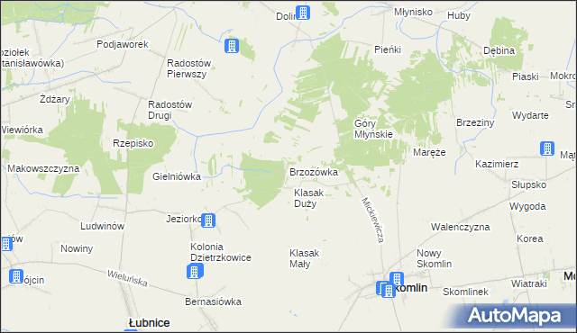 mapa Brzozówka gmina Łubnice, Brzozówka gmina Łubnice na mapie Targeo