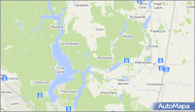 mapa Brzozowo gmina Koronowo, Brzozowo gmina Koronowo na mapie Targeo