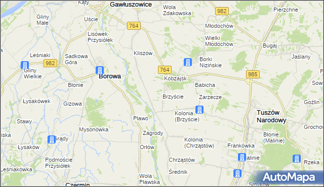 mapa Brzyście gmina Gawłuszowice, Brzyście gmina Gawłuszowice na mapie Targeo