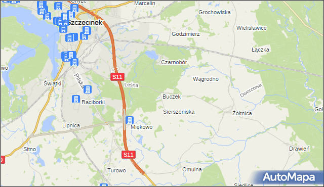 mapa Buczek gmina Szczecinek, Buczek gmina Szczecinek na mapie Targeo