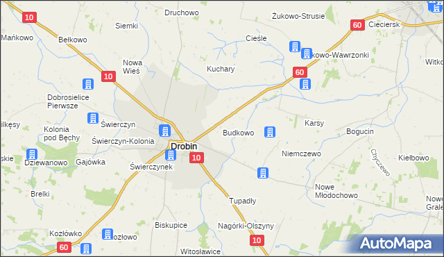 mapa Budkowo, Budkowo na mapie Targeo