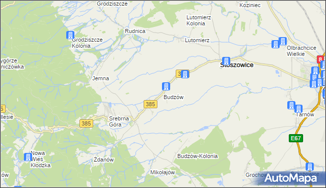 mapa Budzów gmina Stoszowice, Budzów gmina Stoszowice na mapie Targeo