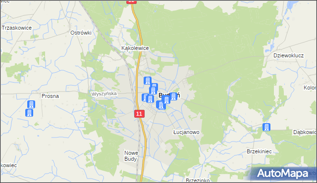 mapa Budzyń powiat chodzieski, Budzyń powiat chodzieski na mapie Targeo