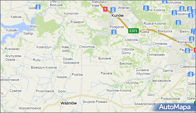 mapa Bukowie gmina Kunów, Bukowie gmina Kunów na mapie Targeo