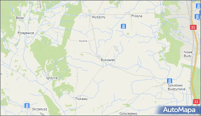 mapa Bukowiec gmina Budzyń, Bukowiec gmina Budzyń na mapie Targeo