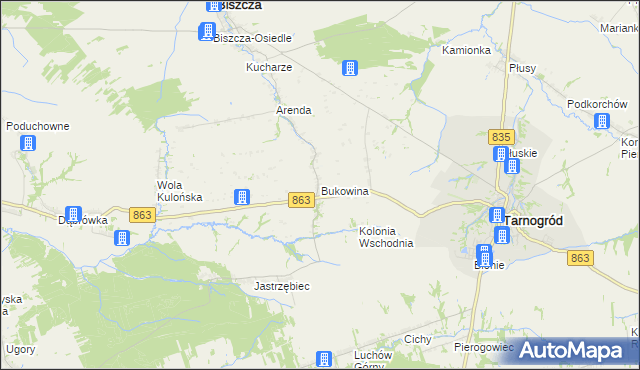 mapa Bukowina gmina Biszcza, Bukowina gmina Biszcza na mapie Targeo