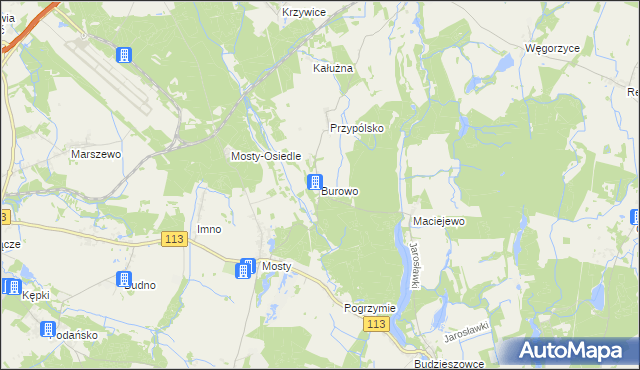 mapa Burowo, Burowo na mapie Targeo